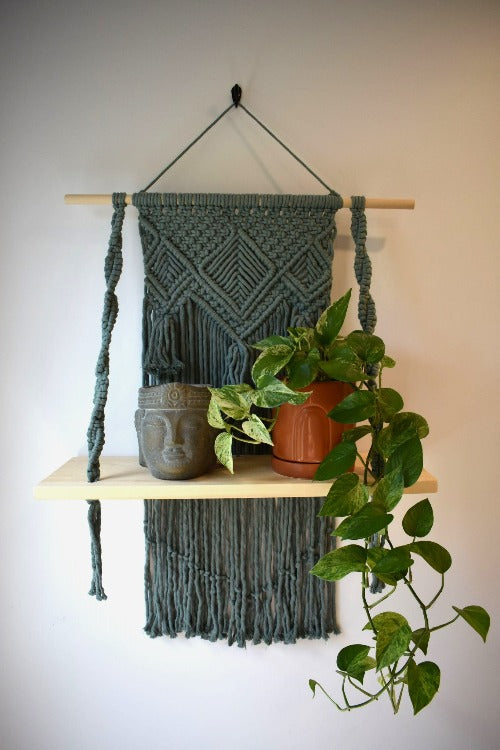 Macramé tablette sauge